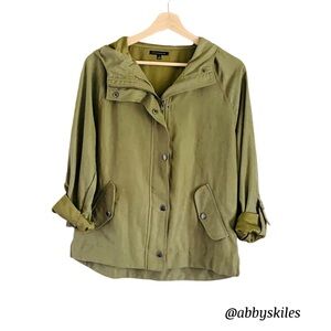 Staccato Army Green Lightweight Hooded Jacket Size Small Utility Jacket
